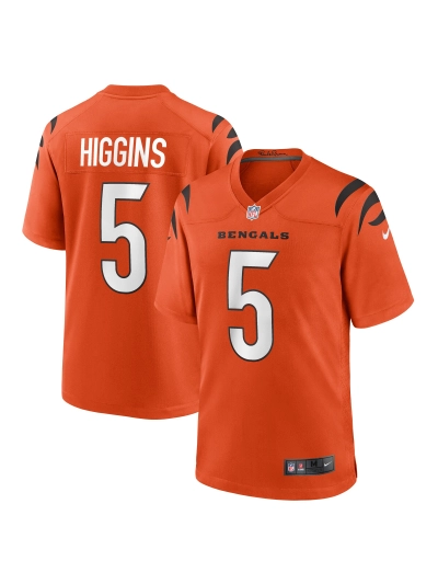 Men's Cincinnati Bengals Tee Higgins Nike Orange Alternate Game Player Jersey 01