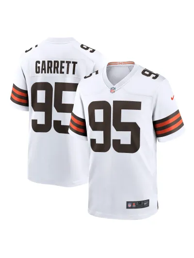 Men's Cleveland Browns Myles Garrett Nike White Away Game Jersey 01