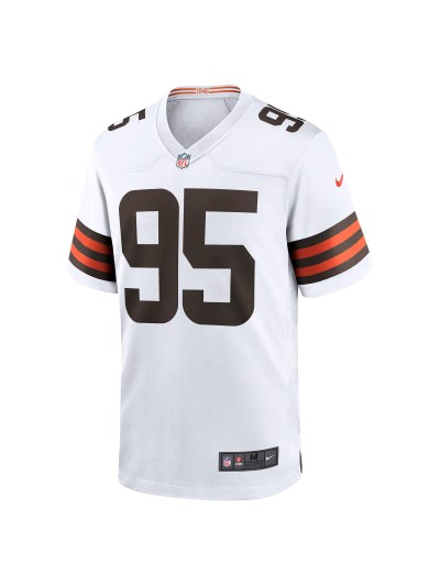 Men's Cleveland Browns Myles Garrett Nike White Away Game Jersey 02