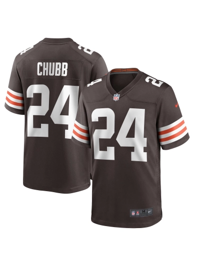 Men's Cleveland Browns Nick Chubb Nike Brown Game Jersey 01