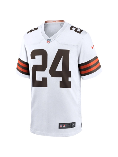 Men's Cleveland Browns Nick Chubb Nike White Game Jersey 02