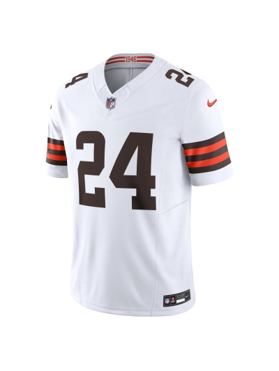 Men's Cleveland Browns Nick Chubb Nike White Vapor F.U.S.E. Limited Jersey-Black 02
