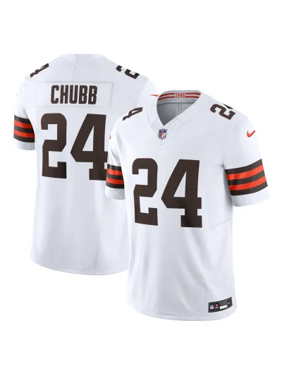 Men's Cleveland Browns Nick Chubb Nike White Vapor F.U.S.E. Limited Jersey-Black 01