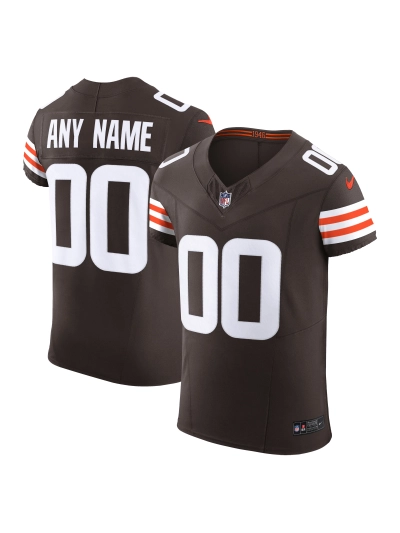 Men's Cleveland Browns Nike Brown Vapor Elite Custom Jersey 01