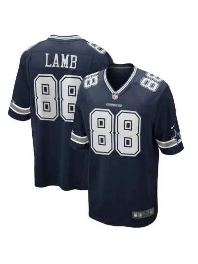 Men's Dallas Cowboys CeeDee Lamb Nike Navy Game Jersey 01