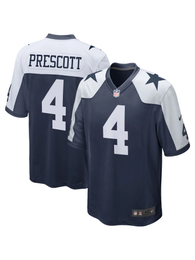 Men's Dallas Cowboys Dak Prescott Nike Navy Alternate Game Team Jersey 01