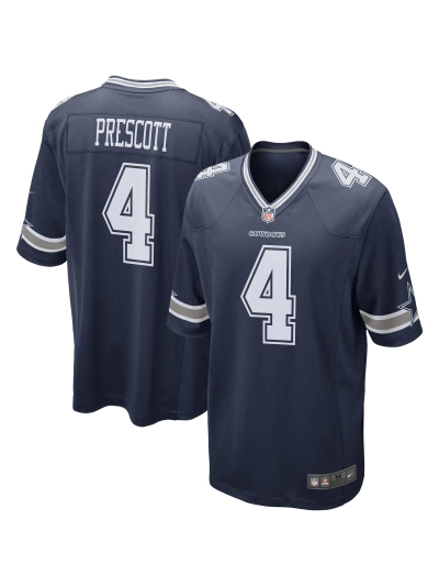 Men's Dallas Cowboys Dak Prescott Nike Navy Game Team Jersey 01