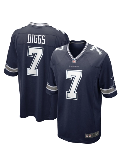 Men's Dallas Cowboys Trevon Diggs Nike Navy Game Jersey 01