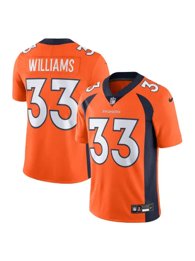Men's Denver Broncos Javonte Williams Nike Orange Vapor Untouchable Limited Edition Jersey 01