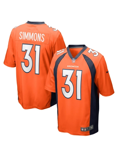 Men's Denver Broncos Justin Simmons Nike Orange Game Jersey 01