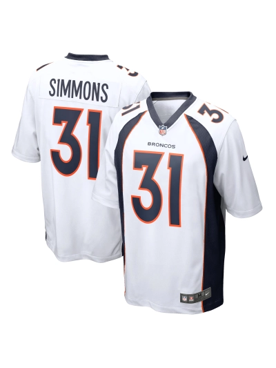 Men's Denver Broncos Justin Simmons Nike White Game Jersey 01