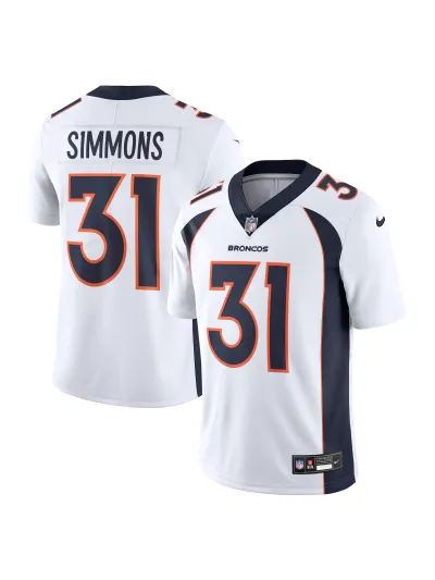 Men's Denver Broncos Justin Simmons Nike White Vapor Untouchable Limited Edition Jersey 01