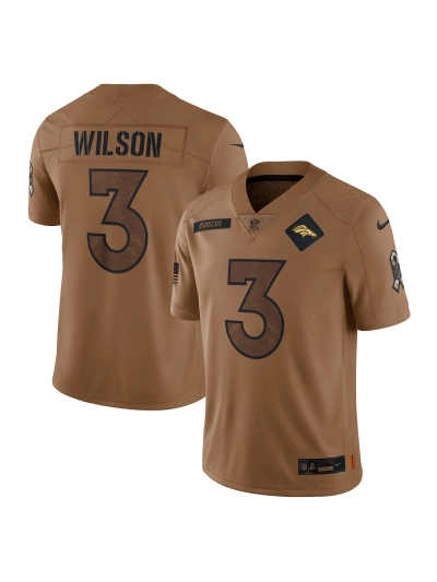 Men's Denver Broncos Russell Wilson Nike Brown 2023 Salute To Service Limited Edition Jersey 01