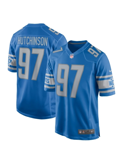 Men's Detroit Lions Aidan Hutchinson Nike Blue Players Game Jersey 01