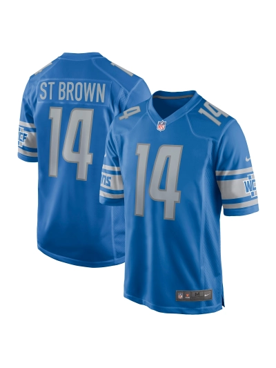 Men's Detroit Lions Amon La St. Brown Nike Blue Jersey 01