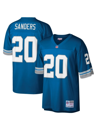 Men's Detroit Lions Barry Sanders Mitchell & Ness Blue Big & Tall 1996 Retired Player Replica Jersey 01