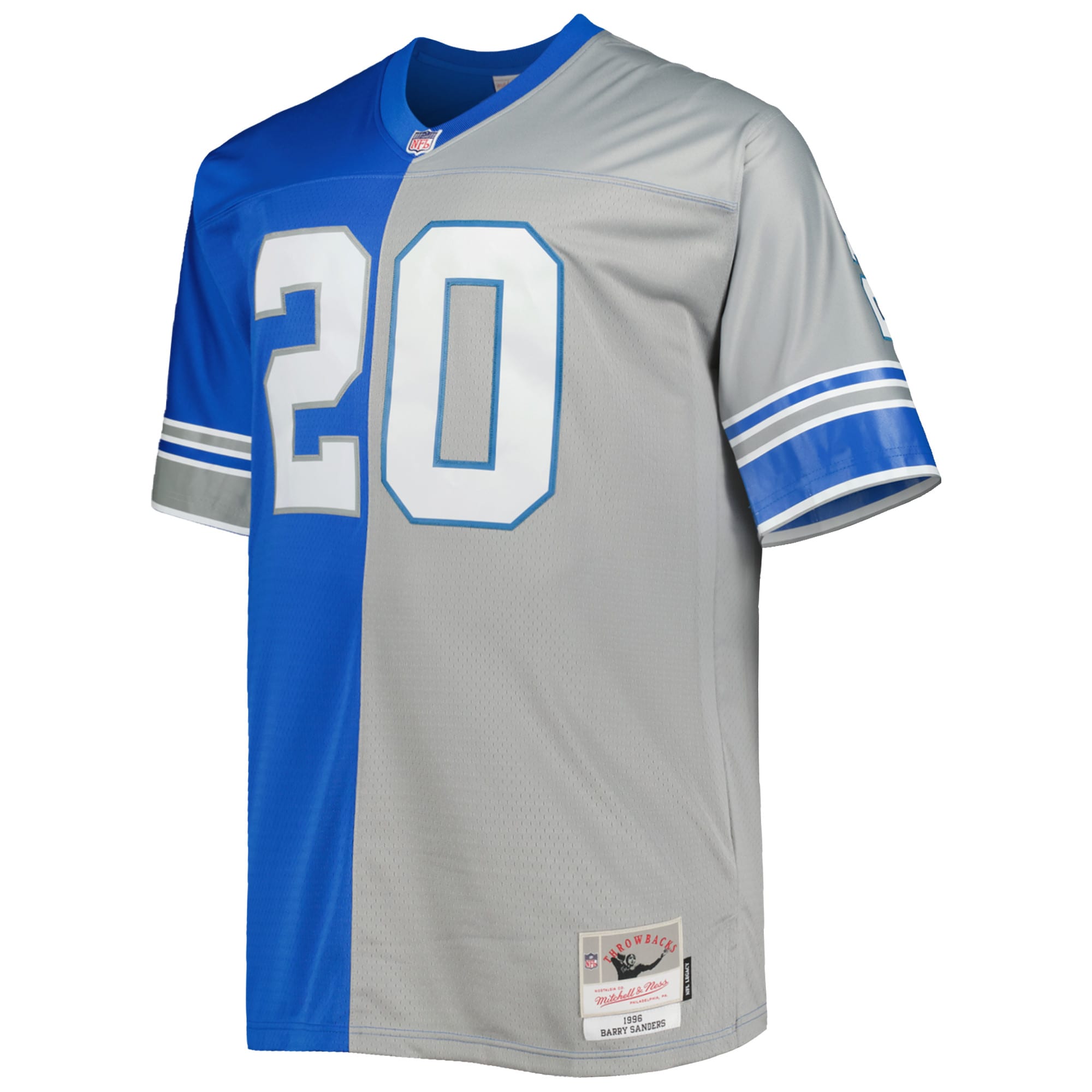 Men's Detroit Lions Barry Sanders Mitchell & Ness BlueSilver Big & Tall Split Heritage Retired Player Replica Jersey