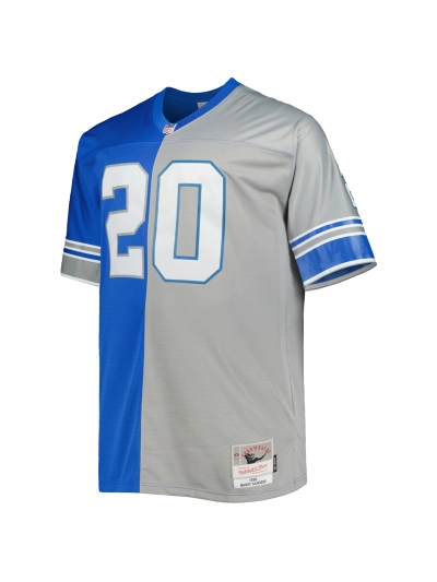 Men's Detroit Lions Barry Sanders Mitchell & Ness BlueSilver Big & Tall Split Heritage Retired Player Replica Jersey 02