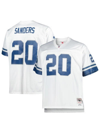 Men's Detroit Lions Barry Sanders Mitchell & Ness White Big & Tall 1996 Retired Player Replica Jersey 01