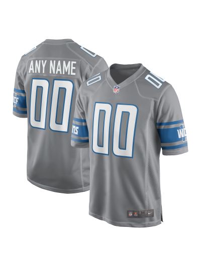 Men's Detroit Lions Nike Gray Alternate Custom Game Jersey 01