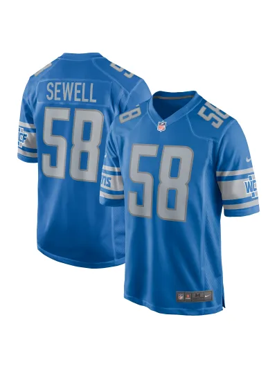 Men's Detroit Lions Penei Sewell Nike Blue Game Jersey 01