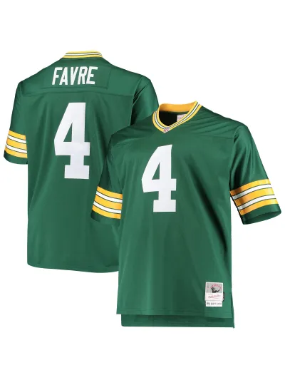 Men's Green Bay Packers Brett Favre Mitchell & Ness Green Big & Tall 1996 Retired Player Replica Jersey 01