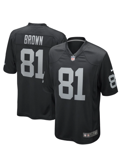 Las Vegas Raiders Tim Brown Nike Black Game Retired Player Jersey 01