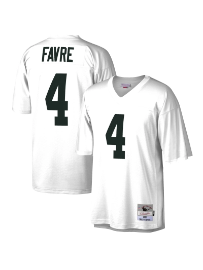 Men's Green Bay Packers Brett Favre Mitchell & Ness White Legacy Replica Jersey 01