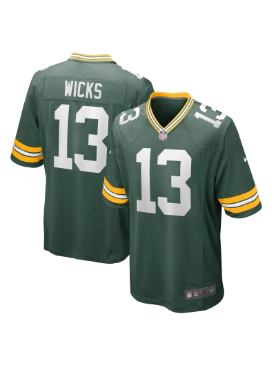 Men's Green Bay Packers Dontayvion Wicks Nike Green Game Jersey 01