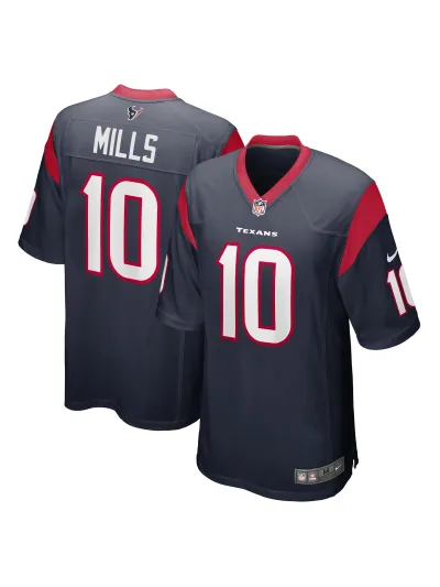 Men's Houston Texans Davis Mills Nike Navy Game Jersey 01