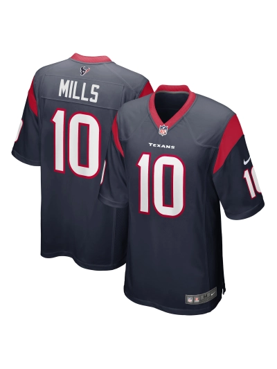 Men's Houston Texans Davis Mills Nike Navy Game Jersey 01
