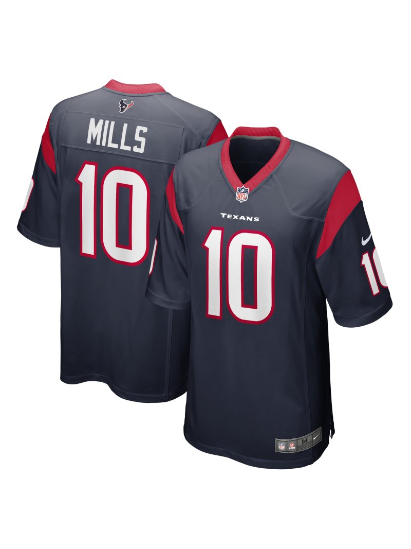 Men's Houston Texans Davis Mills Nike Navy Game Jersey
