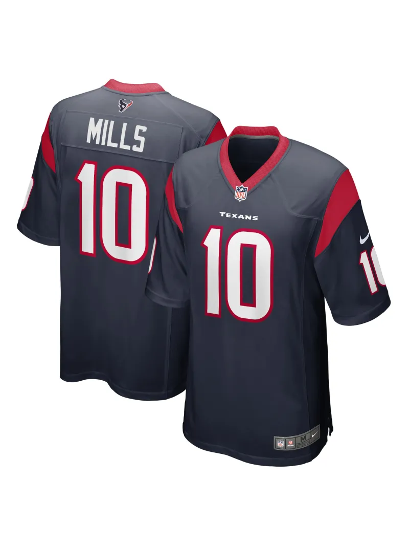 Men's Houston Texans Davis Mills Nike Navy Game Jersey