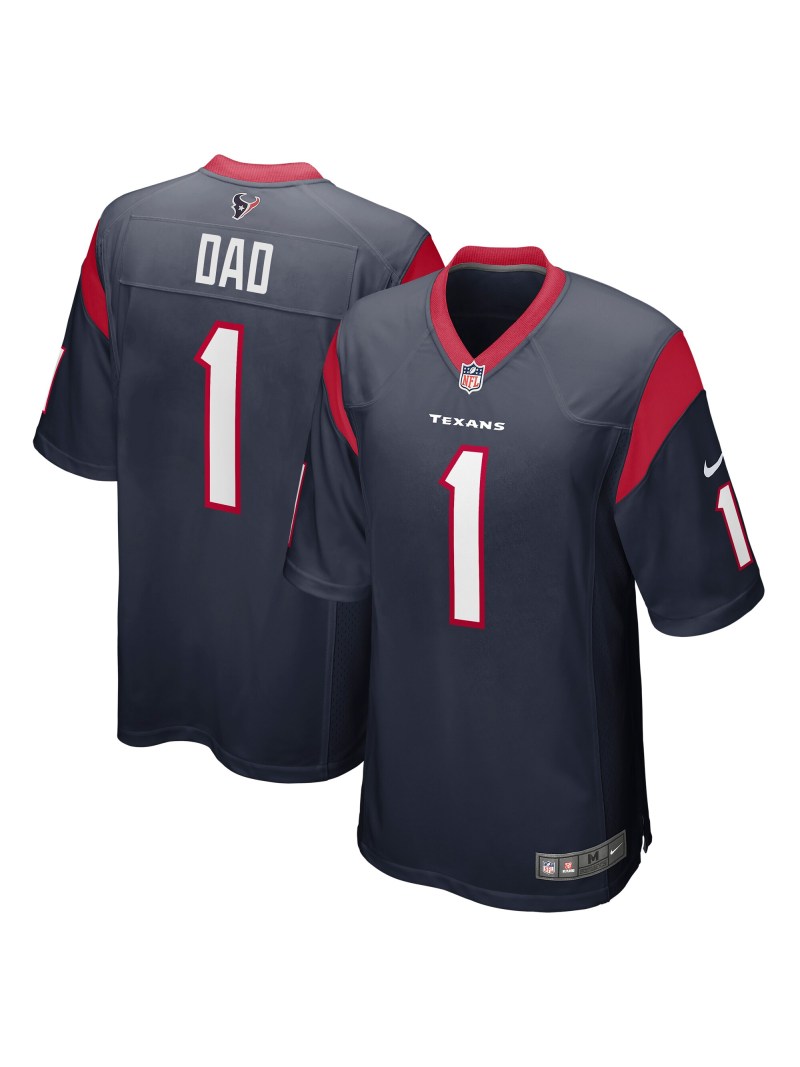 Men's Houston Texans No. 1 Dad Nike Navy Game Jersey