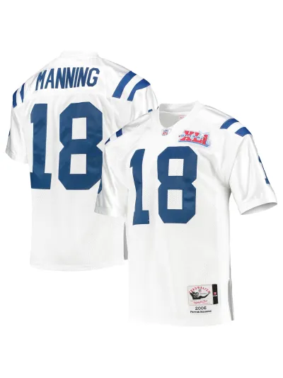 Men's Indianapolis Colts 2006 Peyton Manning Mitchell & Ness White Authentic Throwback Retired Player Jersey 01