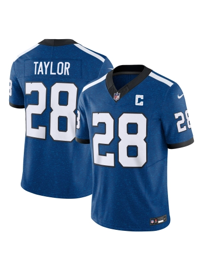 Men's Indianapolis Colts Jonathan Taylor Nike Blue Vapor F.U.S.E. Limited Jersey 01