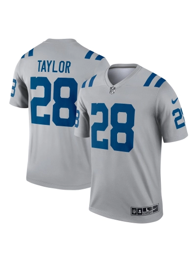 Men's Indianapolis Colts Jonathan Taylor Nike Gray Inverted Legend Jersey 01
