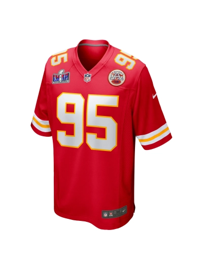 Men's Kansas City Chiefs Chris Jones Nike Red Super Bowl LVIII Game Jersey 02