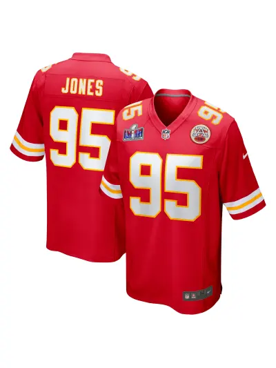 Men's Kansas City Chiefs Chris Jones Nike Red Super Bowl LVIII Game Jersey 01