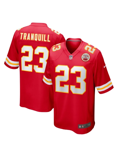Men's Kansas City Chiefs Drue Tranquill Nike Red Game Player Jersey 01