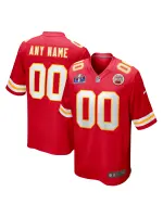 Men's Kansas City Chiefs Nike Red Super Bowl LVIII Patch Custom Game Jersey