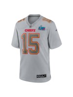 Men's Kansas City Chiefs Patrick Mahomes Nike Gray Super Bowl LVII (2022 Season) Patch Atmosphere Fashion Game Jersey