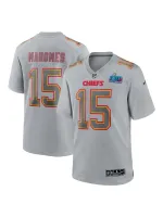 Men's Kansas City Chiefs Patrick Mahomes Nike Gray Super Bowl LVII (2022 Season) Patch Atmosphere Fashion Game Jersey