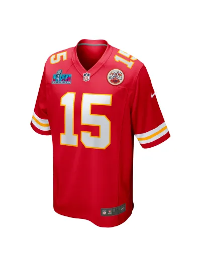 Men's Kansas City Chiefs Patrick Mahomes Nike Red Super Bowl LVII (2022 Season) Patch Game Jersey 02
