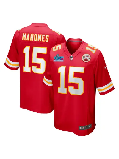 Men's Kansas City Chiefs Patrick Mahomes Nike Red Super Bowl LVII (2022 Season) Patch Game Jersey 01