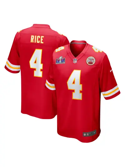 Men's Kansas City Chiefs Rashee Rice Nike Red Super Bowl LVIII Game Jersey 01