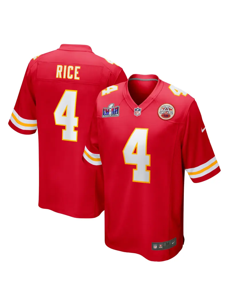 Men's Kansas City Chiefs Rashee Rice Nike Red Super Bowl LVIII Game Jersey