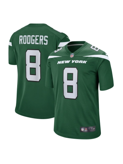 Men's New York Jets Aaron Rodgers Nike Gotham Green Game Jersey 01