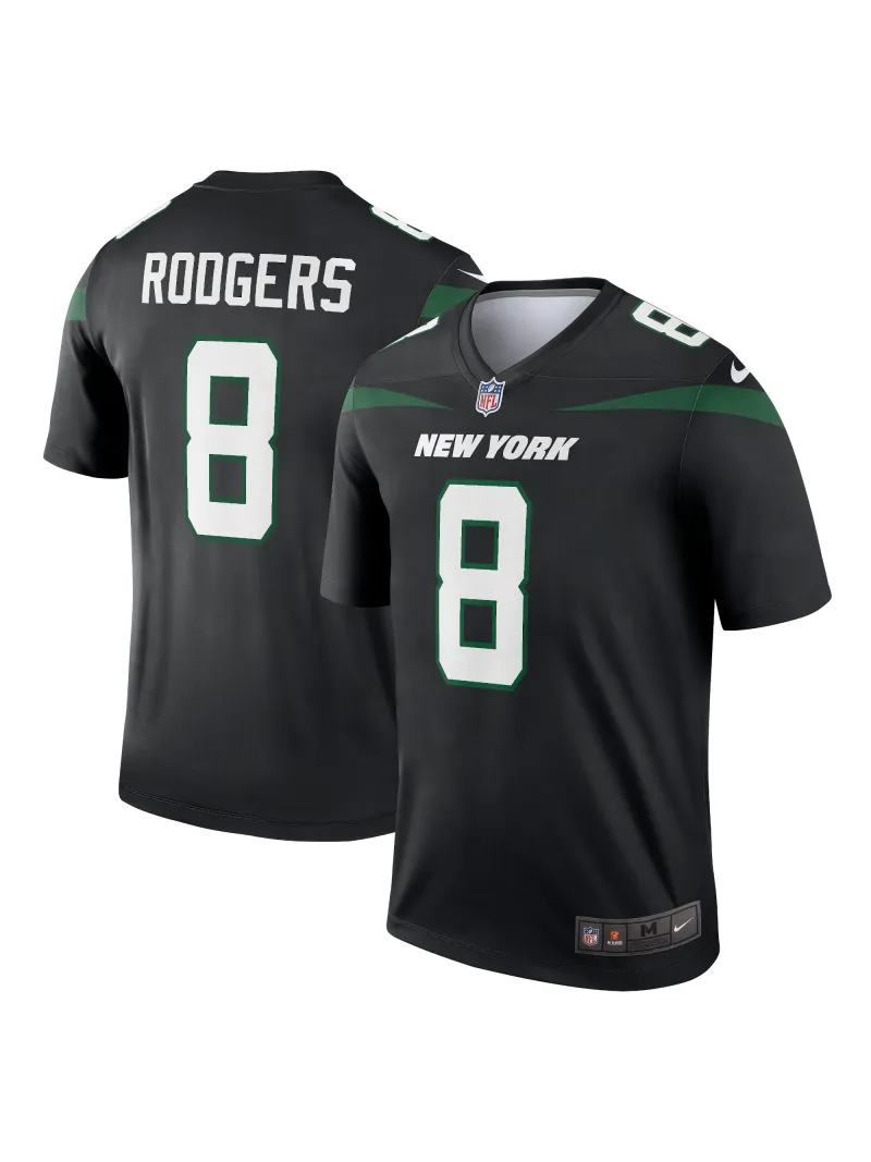 Men's New York Jets Aaron Rodgers Nike Stealth Black Alternate Legends Jersey
