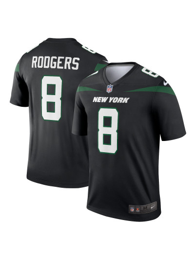 Men's New York Jets Aaron Rodgers Nike Stealth Black Alternate Legends Jersey 01